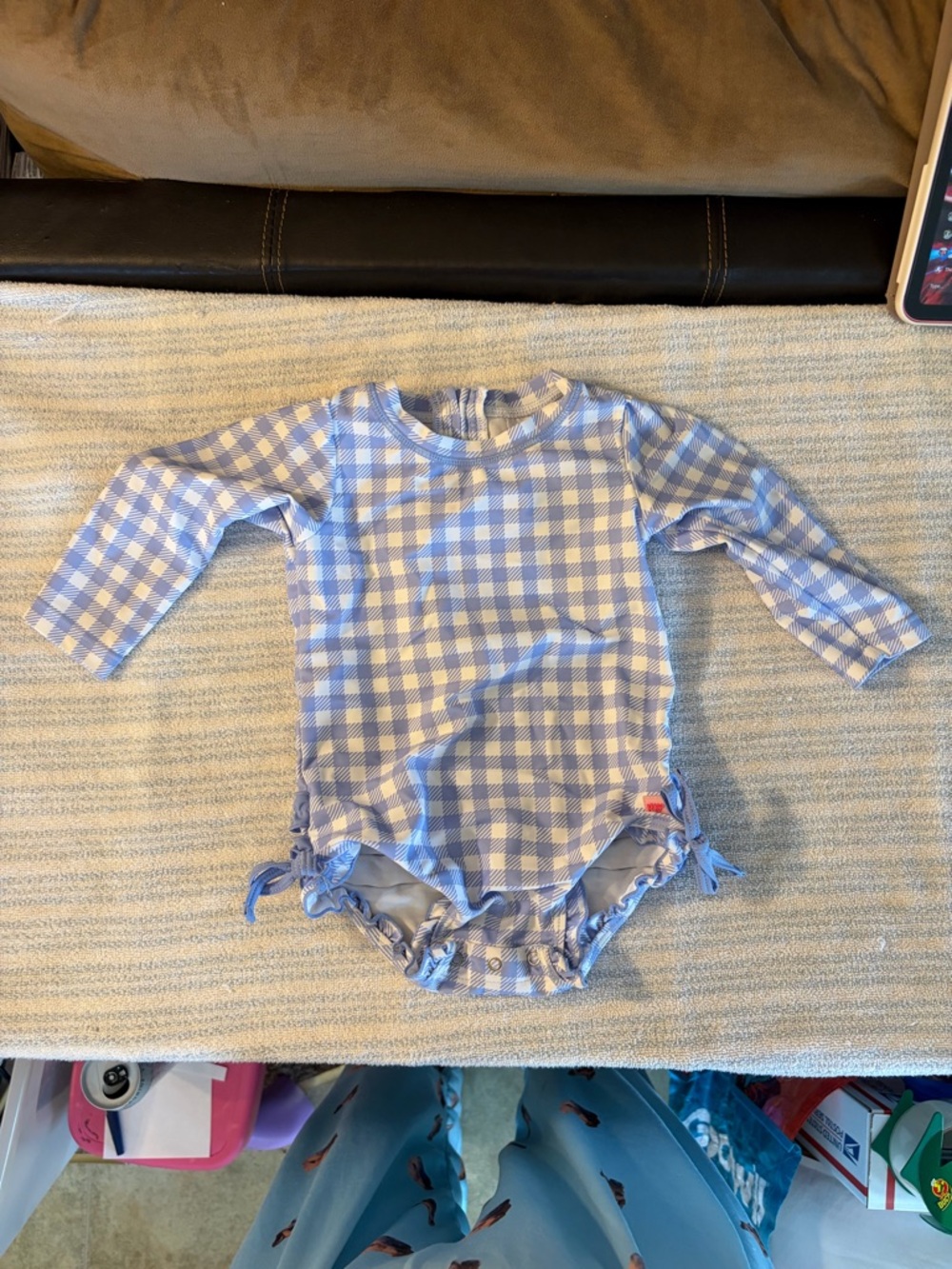 Ruffle Butts Blue and White Gingham One-Piece Swimsuit